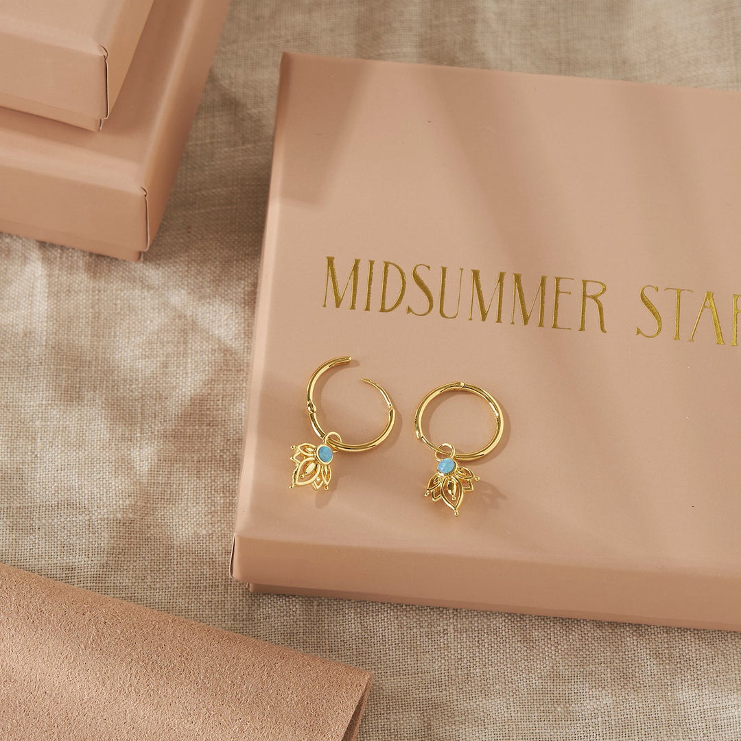 Lotus Azure Opal Huggies Gold