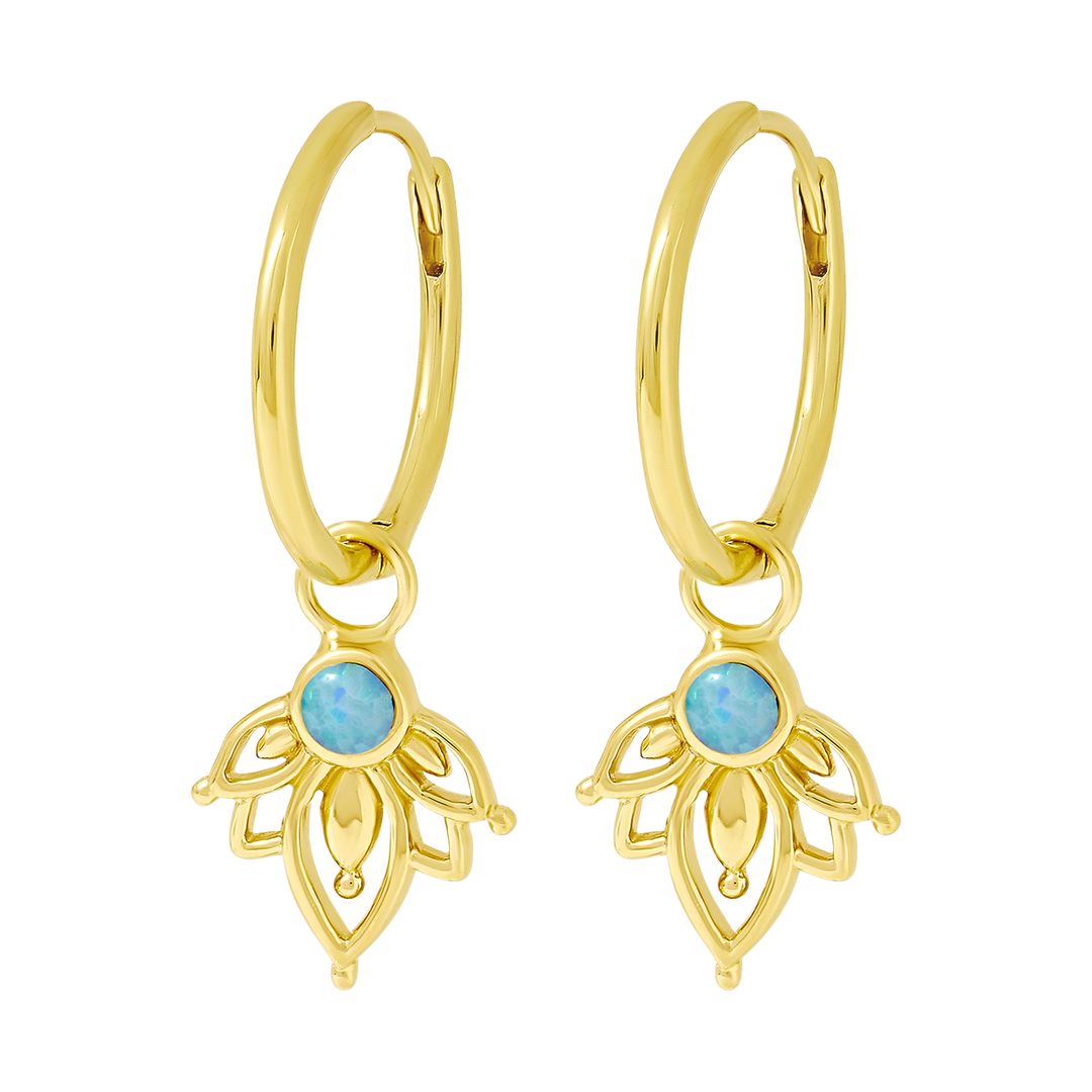 Lotus Azure Opal Huggies Gold