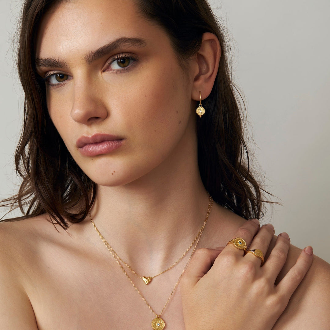 Helios Blue Topaz Huggies Gold