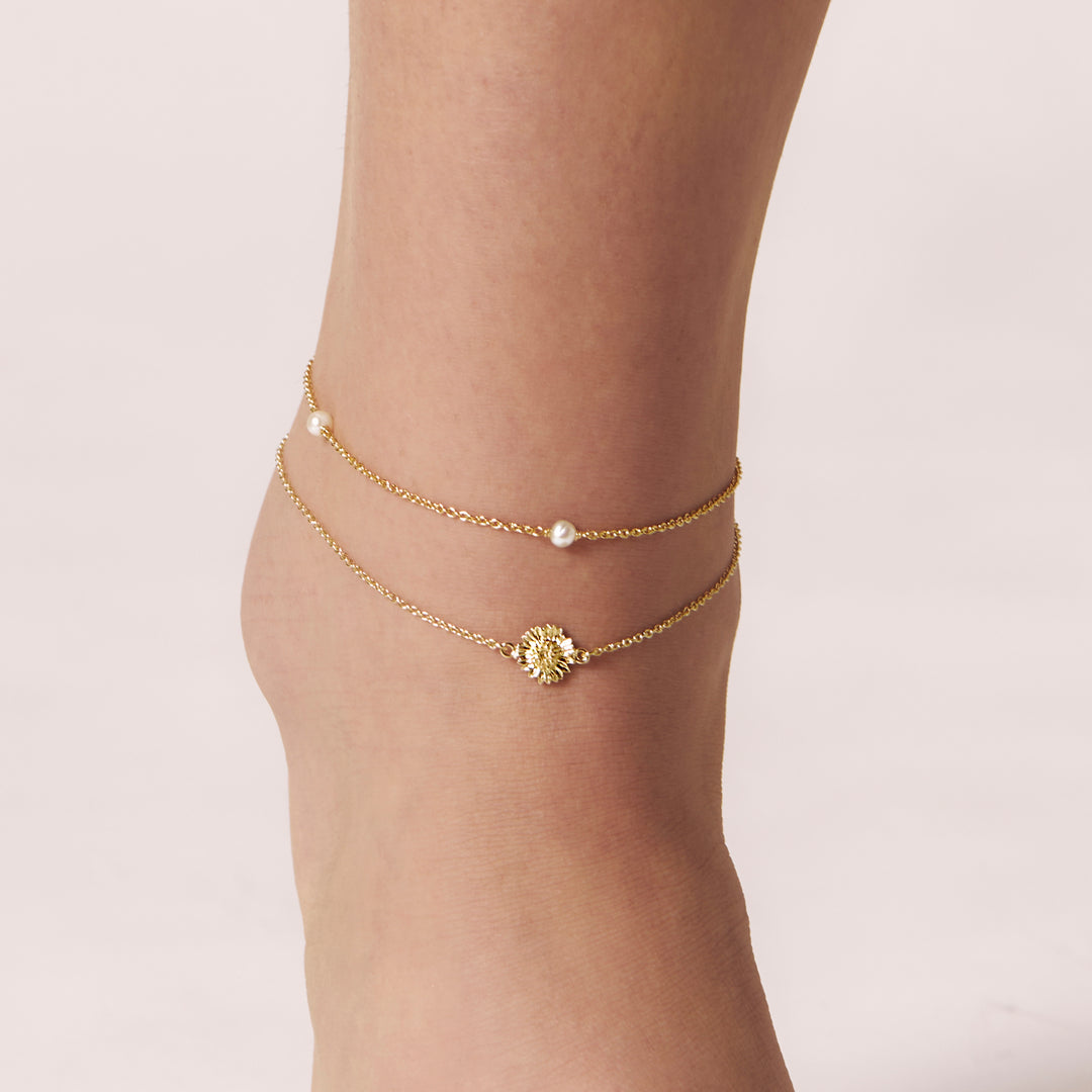 Mermaid Tears Pearl Anklet Gold