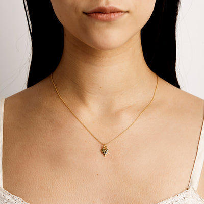 Love Heart Blue Topaz Necklace Gold