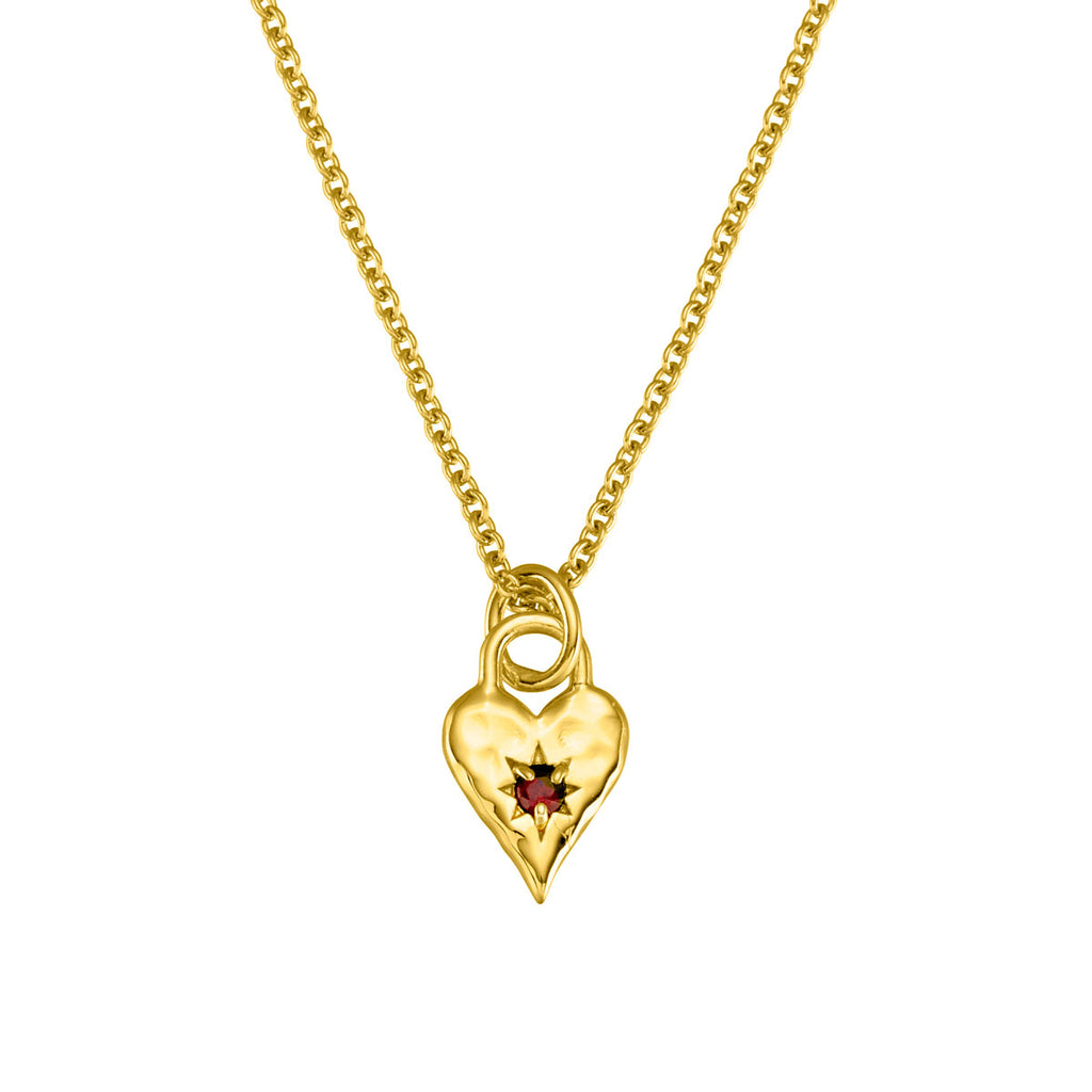 Love Heart Garnet Necklace Gold Midsummer Star