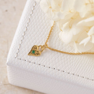 Love Heart Green Onyx Necklace Gold