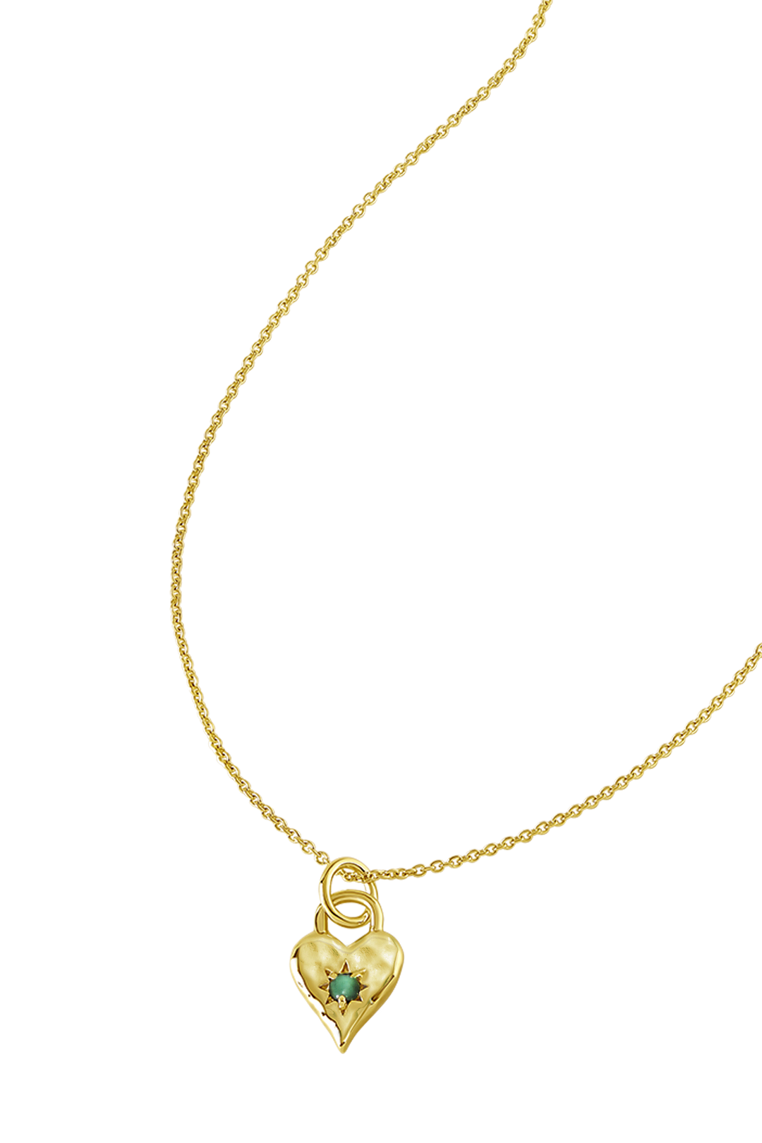 Love Heart Green Onyx Necklace Gold