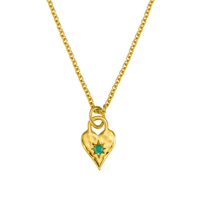 Love Heart Green Onyx Necklace Gold