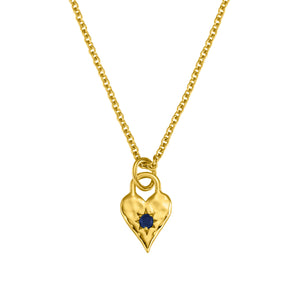 Love Heart Blue Topaz Necklace Gold