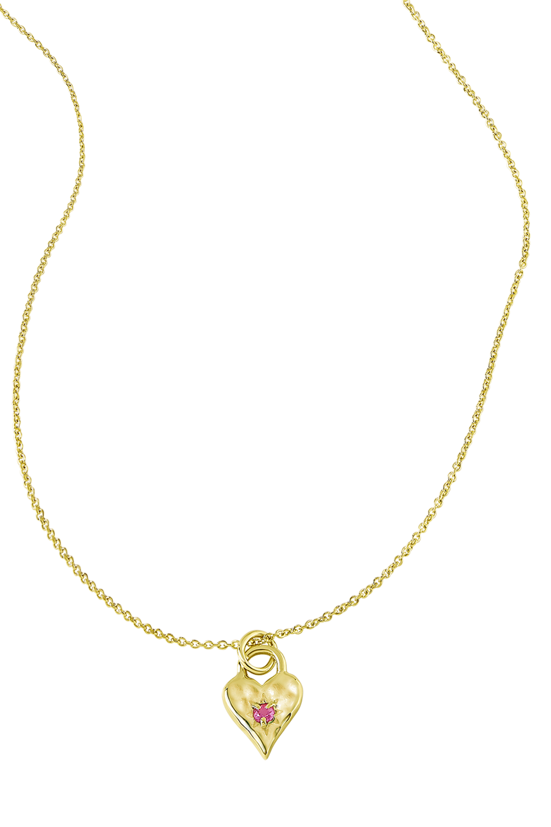 Love Heart Pink Tourmaline Gold Necklace