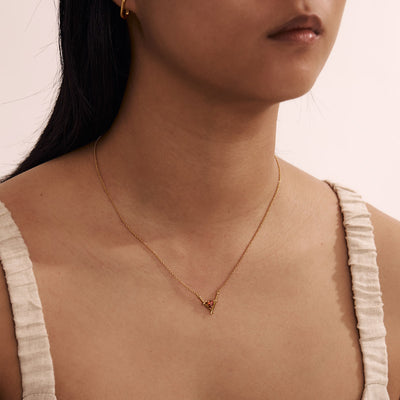 Love Struck Garnet Necklace Gold