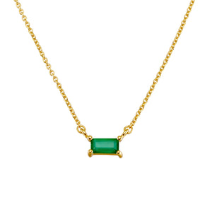 Lumen Baguette Green Onyx Necklace Gold