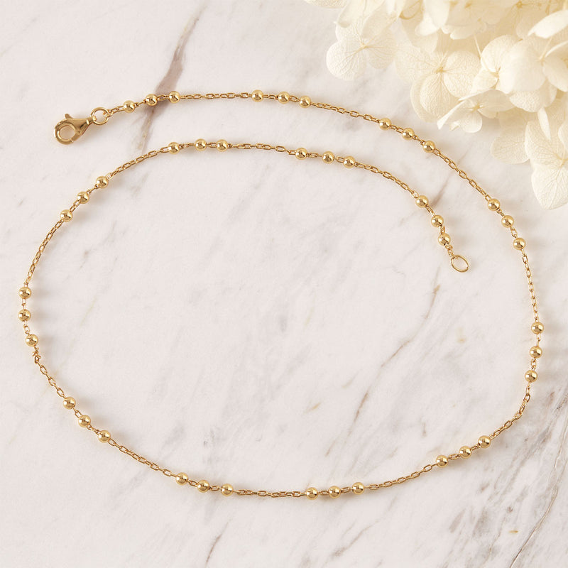 Beaded Chain Necklace Gold