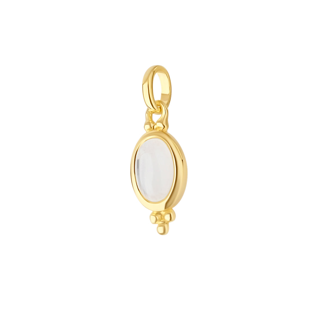 Moon Song Rainbow Moonstone Neck Charm Gold