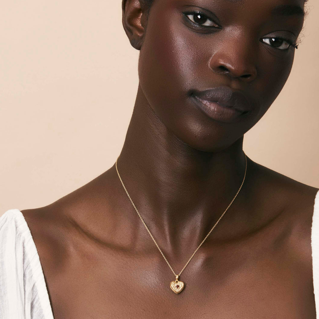 Eternal Love Garnet Locket Gold