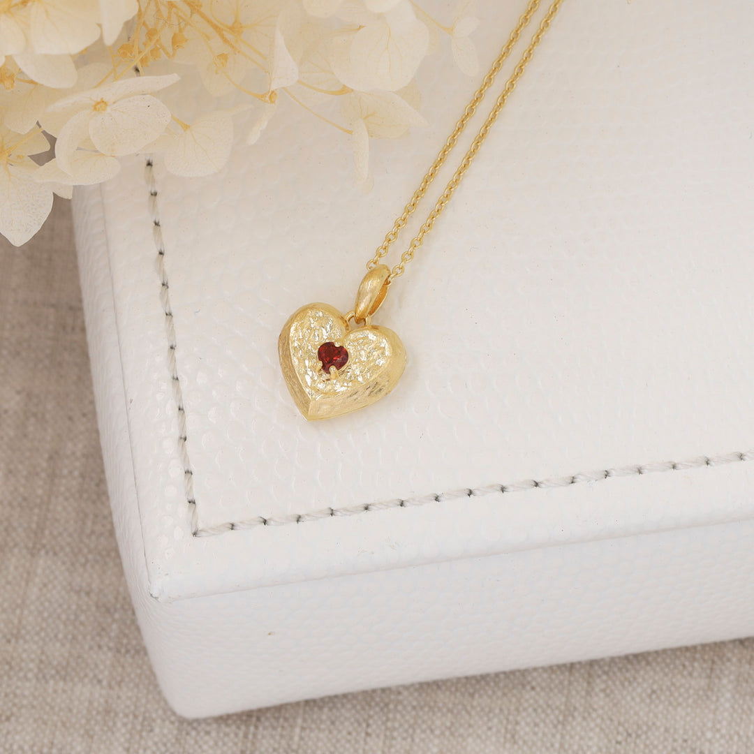 Eternal Love Garnet Locket Gold