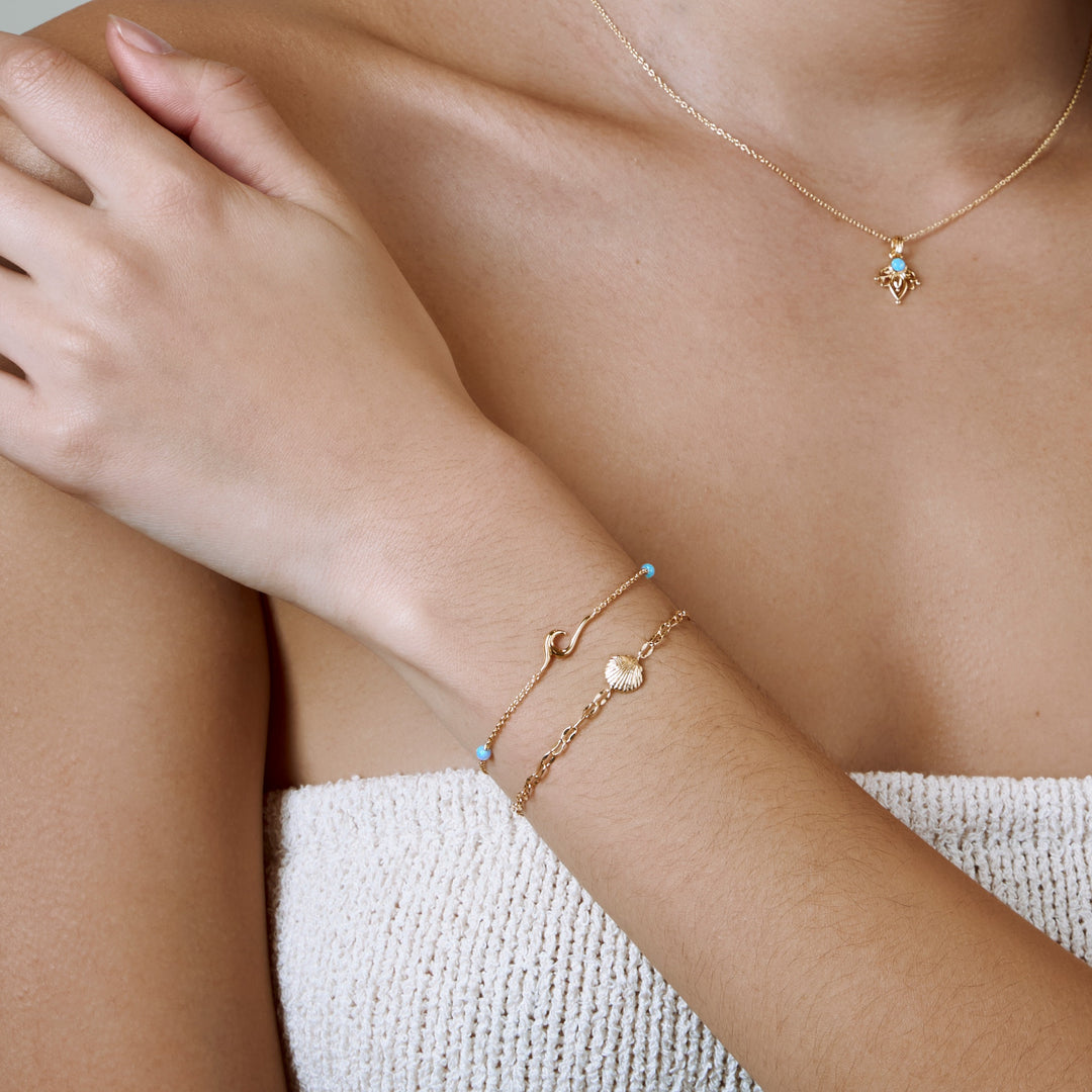 Surf Wave Azure Opal Bracelet Gold