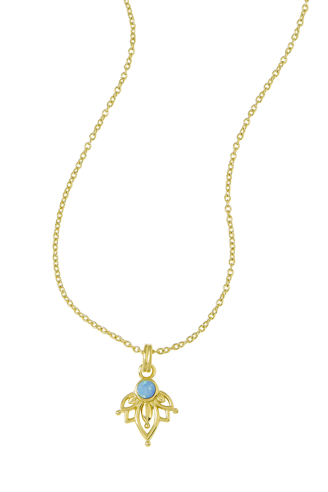 Lotus Azure Opal Necklace Gold