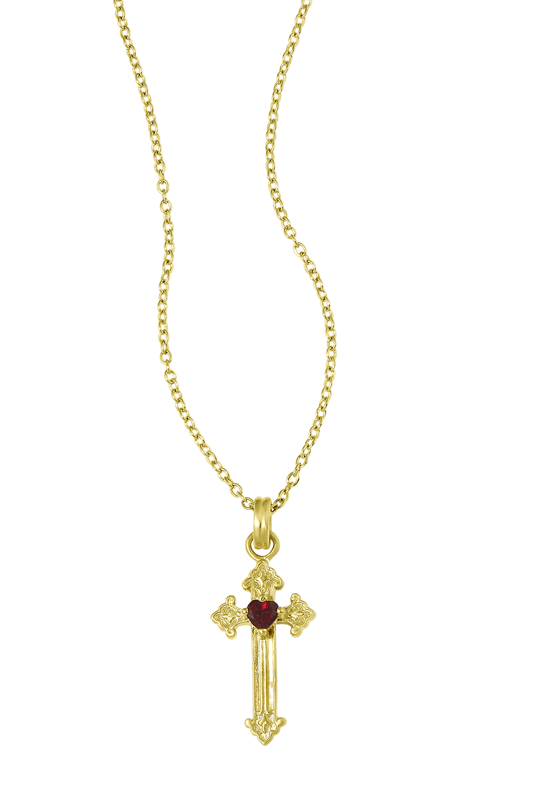 Gothic Heart Cross Gold