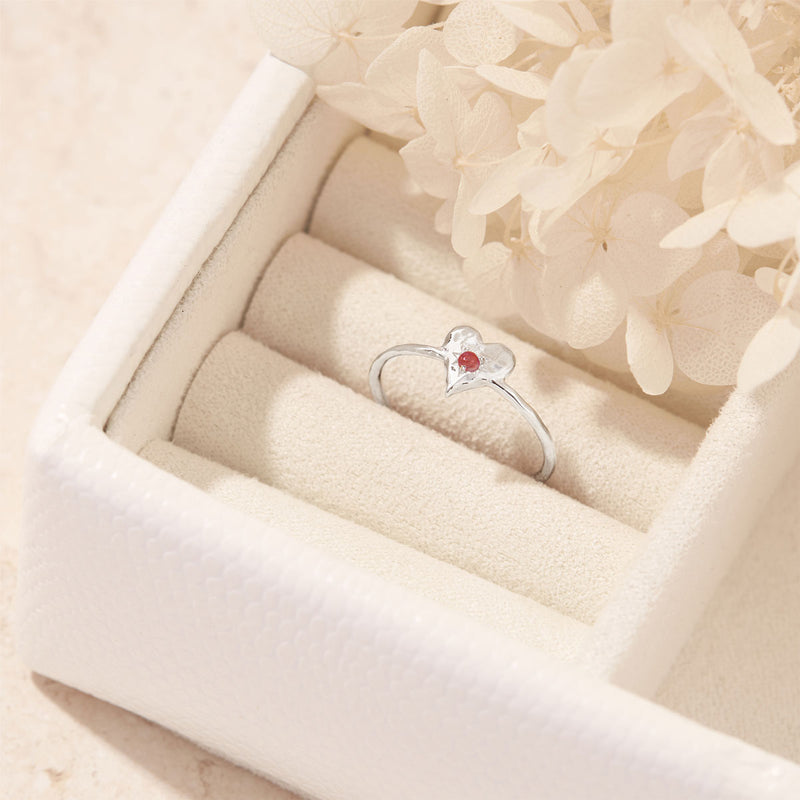 Love Heart Garnet Ring