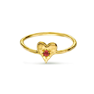 Love Heart Garnet Ring Gold