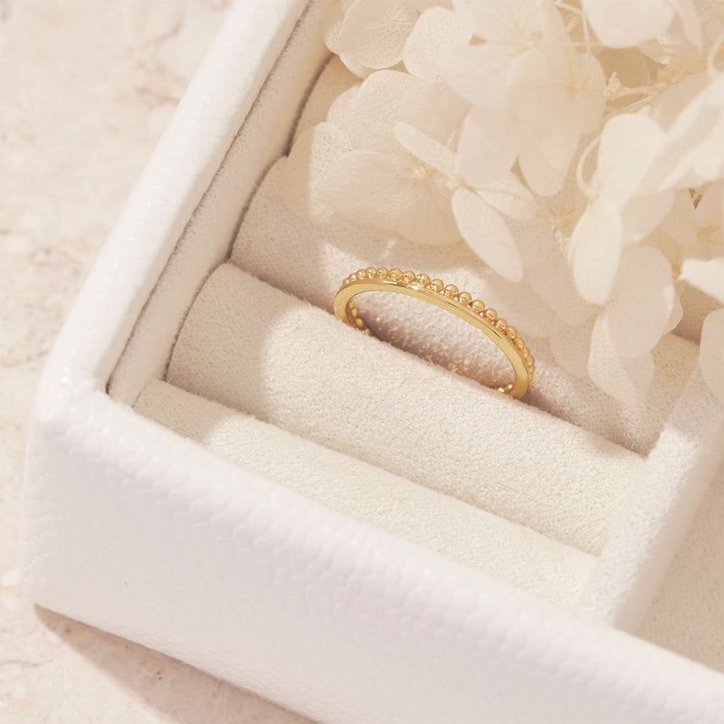Dainty Beaded Stacker Ring Gold