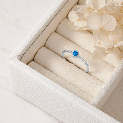 Halo Blue Opal Ring