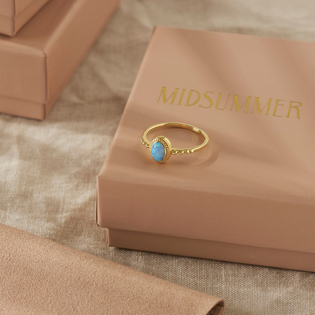 Majestic Azure Opal Ring Gold
