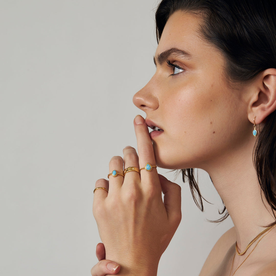 Majestic Azure Opal Ring Gold