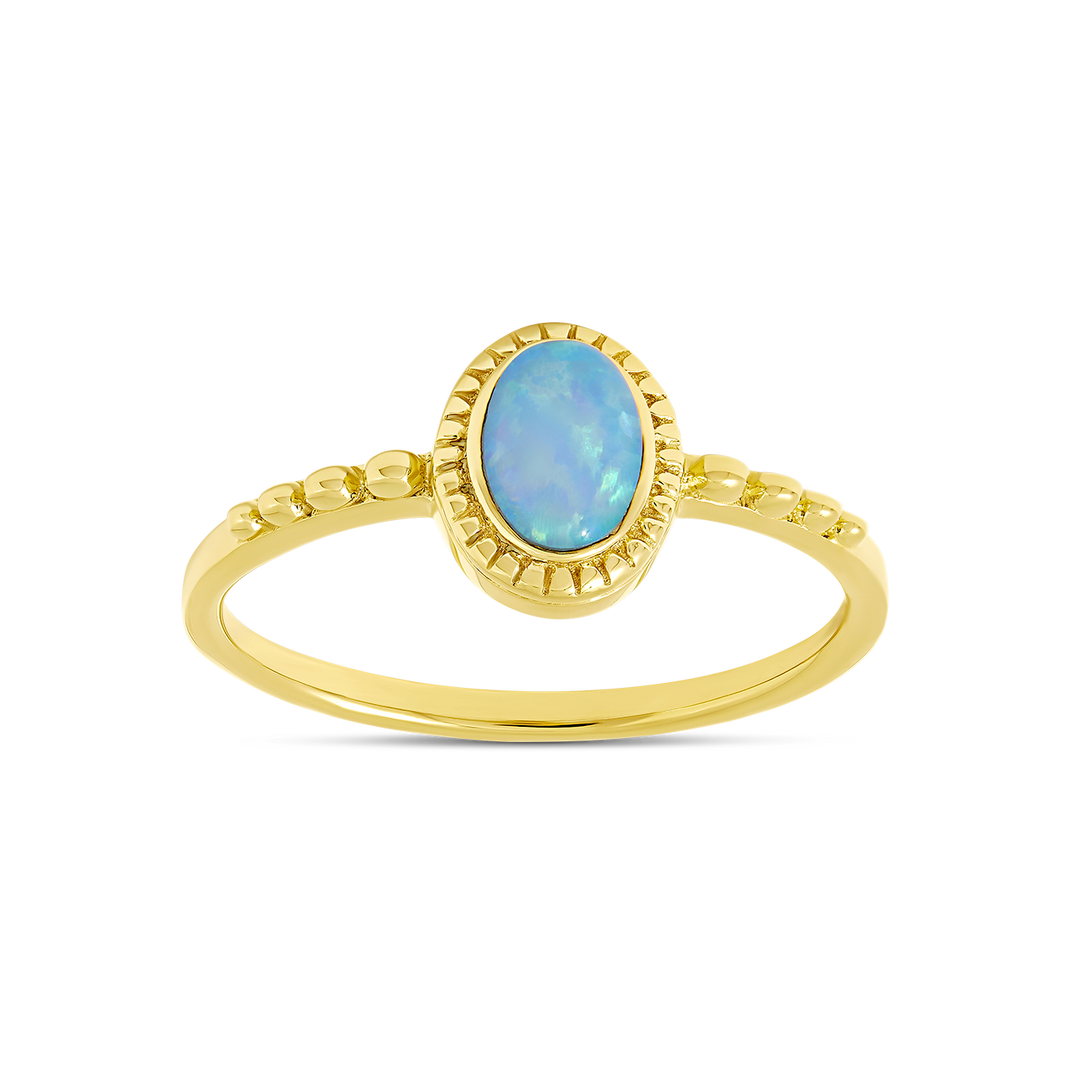 Majestic Azure Opal Ring Gold
