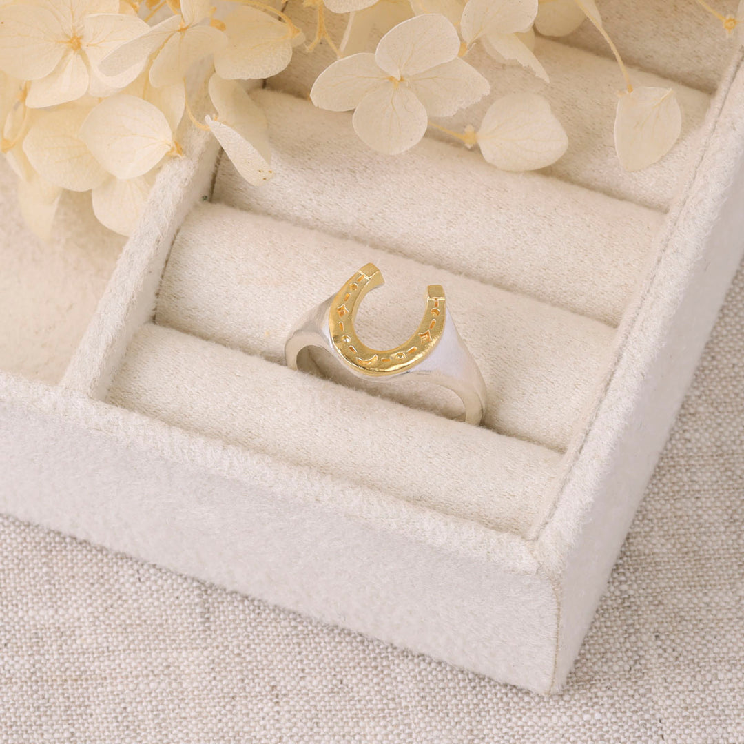 Lucky Horseshoe Ring Two Tone