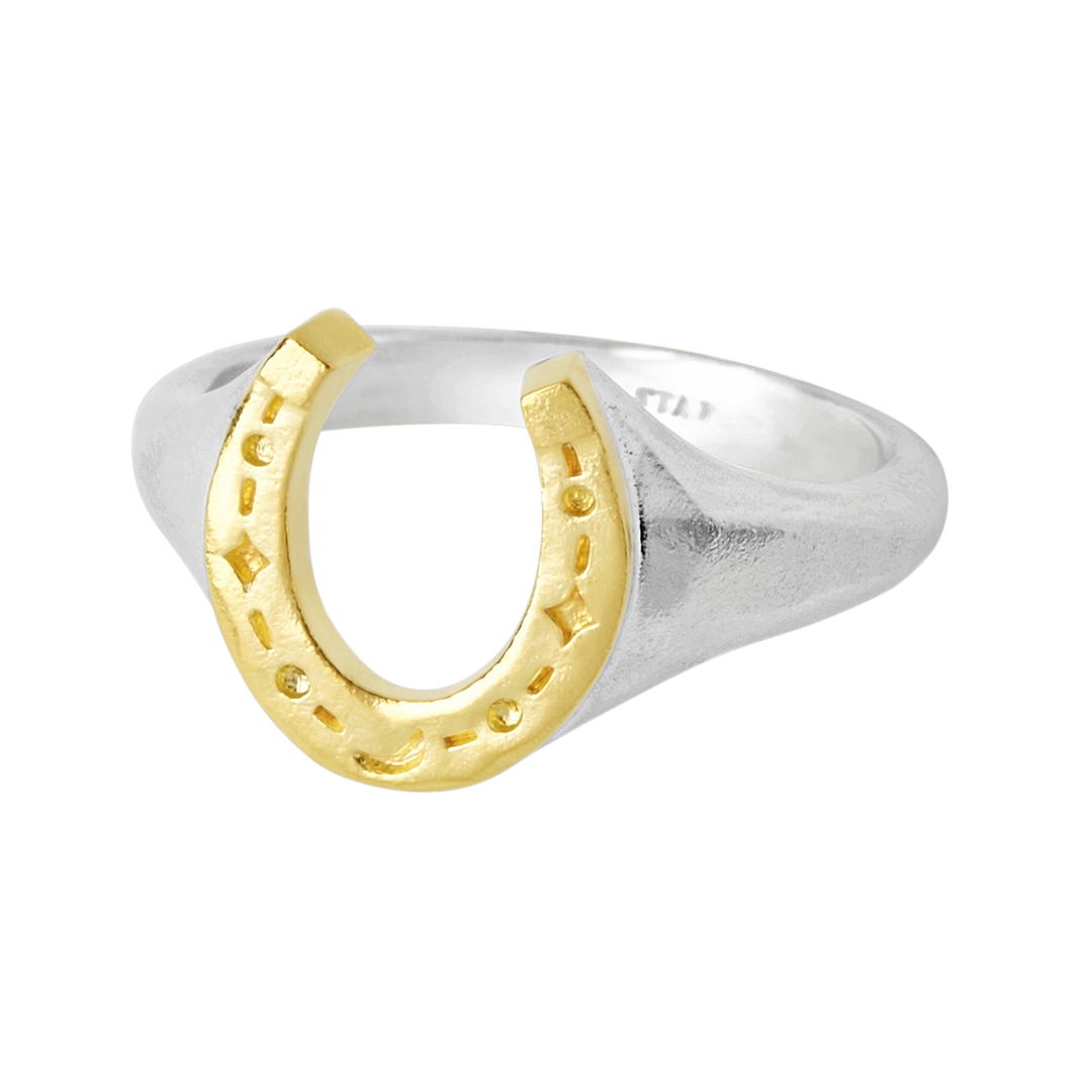 Lucky Horseshoe Ring Two Tone