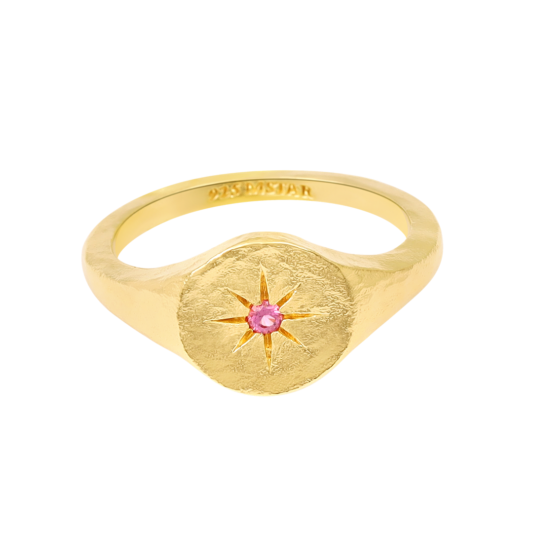 Enchanted Star Pink Tourmaline Ring Gold
