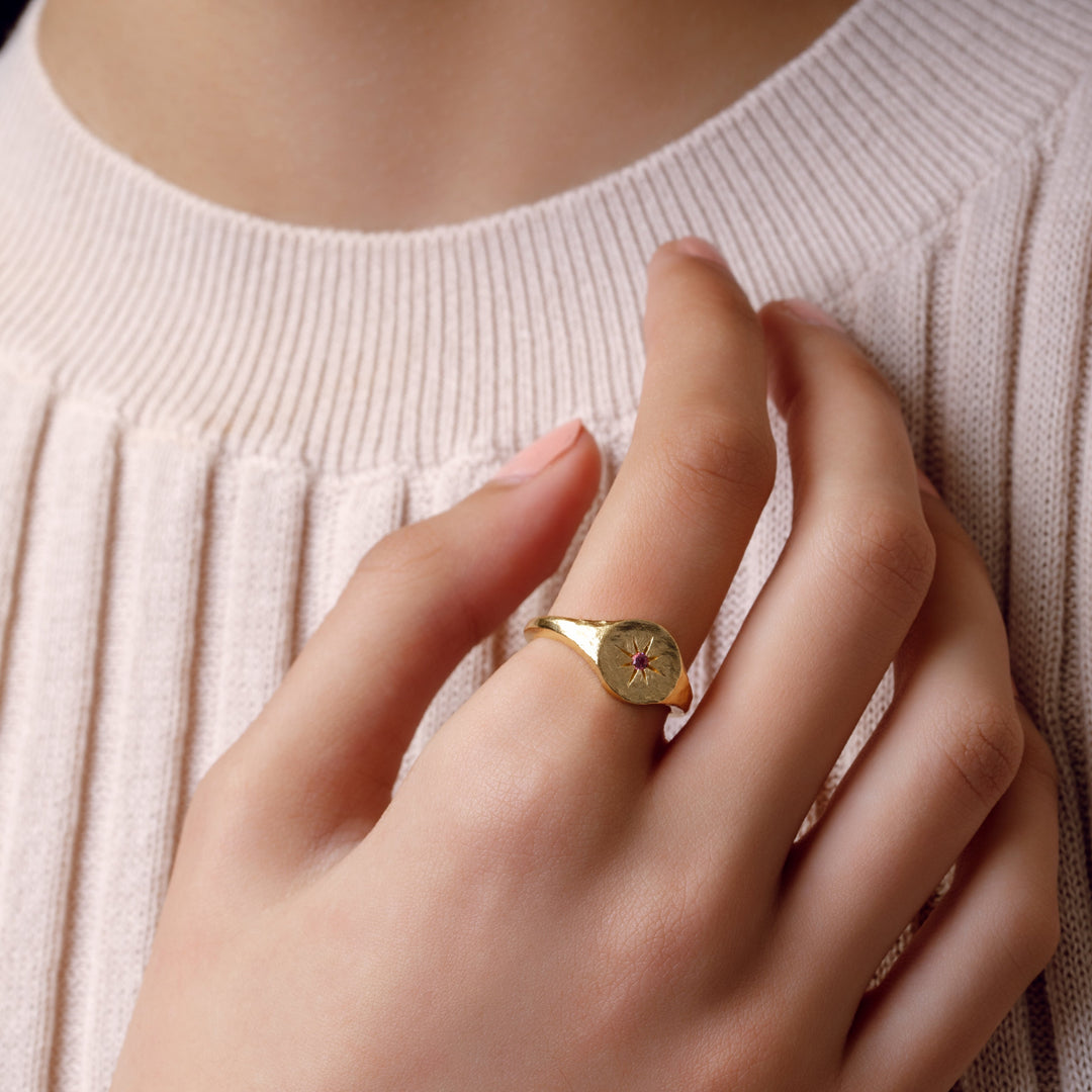 Enchanted Star Pink Tourmaline Ring Gold