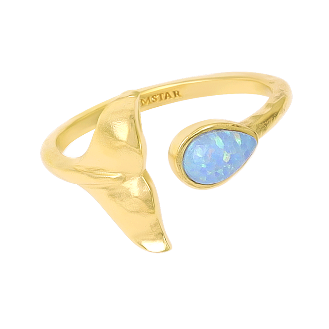 Whale Tail Opal Ring Gold