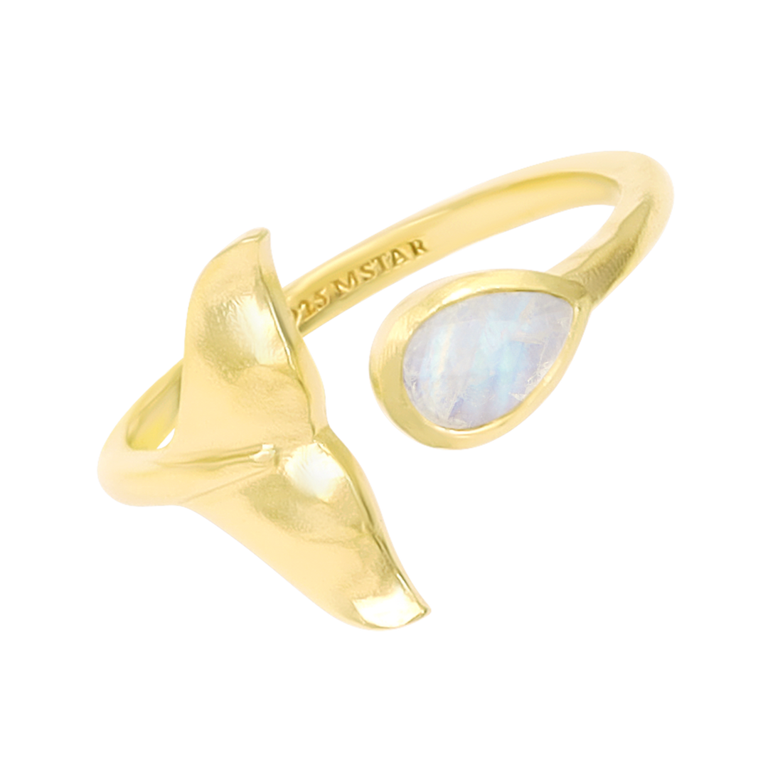 Whale Tail Moonstone Ring Gold