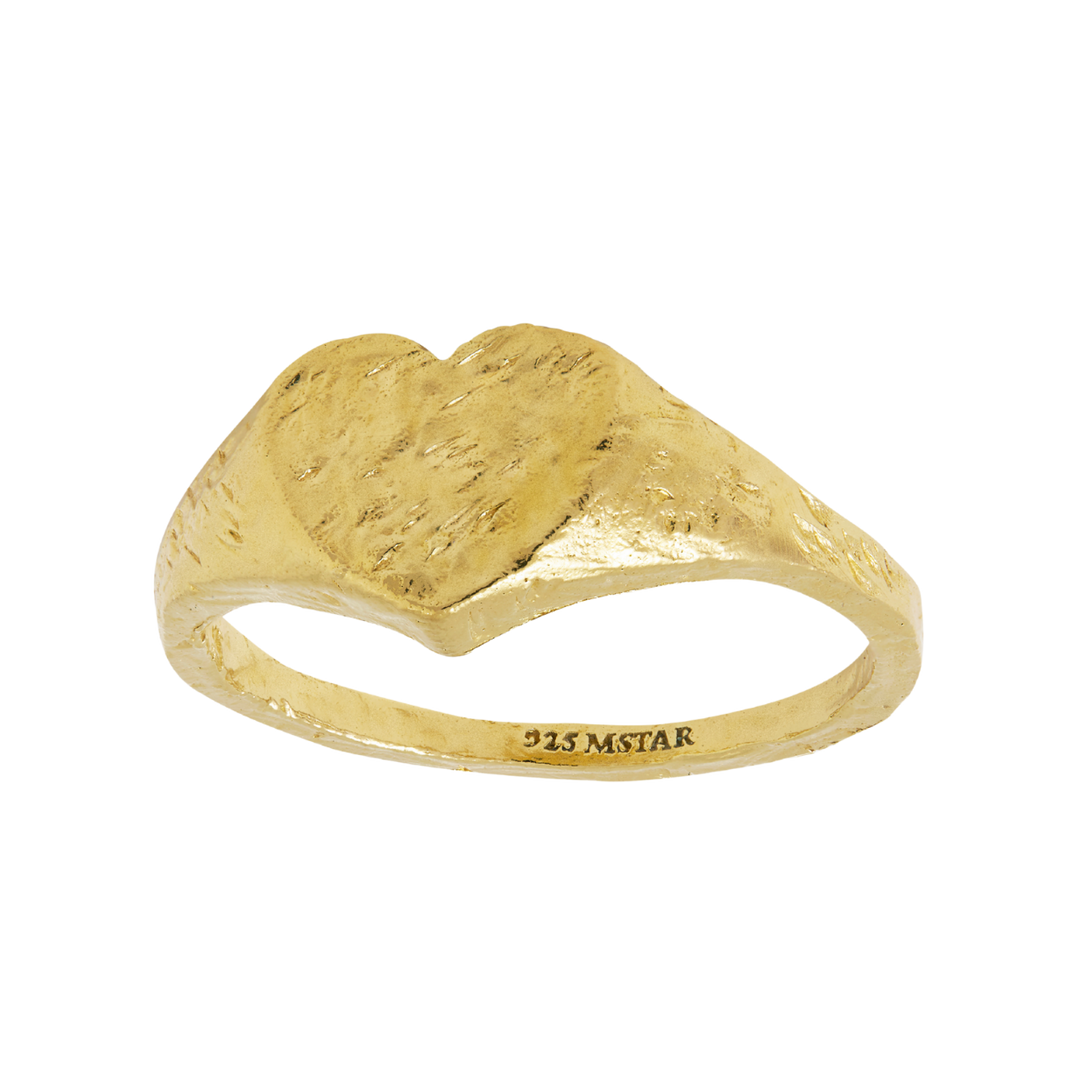 Textured Amore Signet Ring Gold