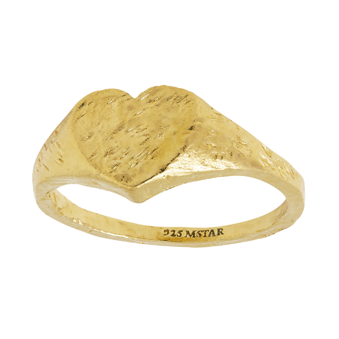 Textured Amore Signet Ring Gold