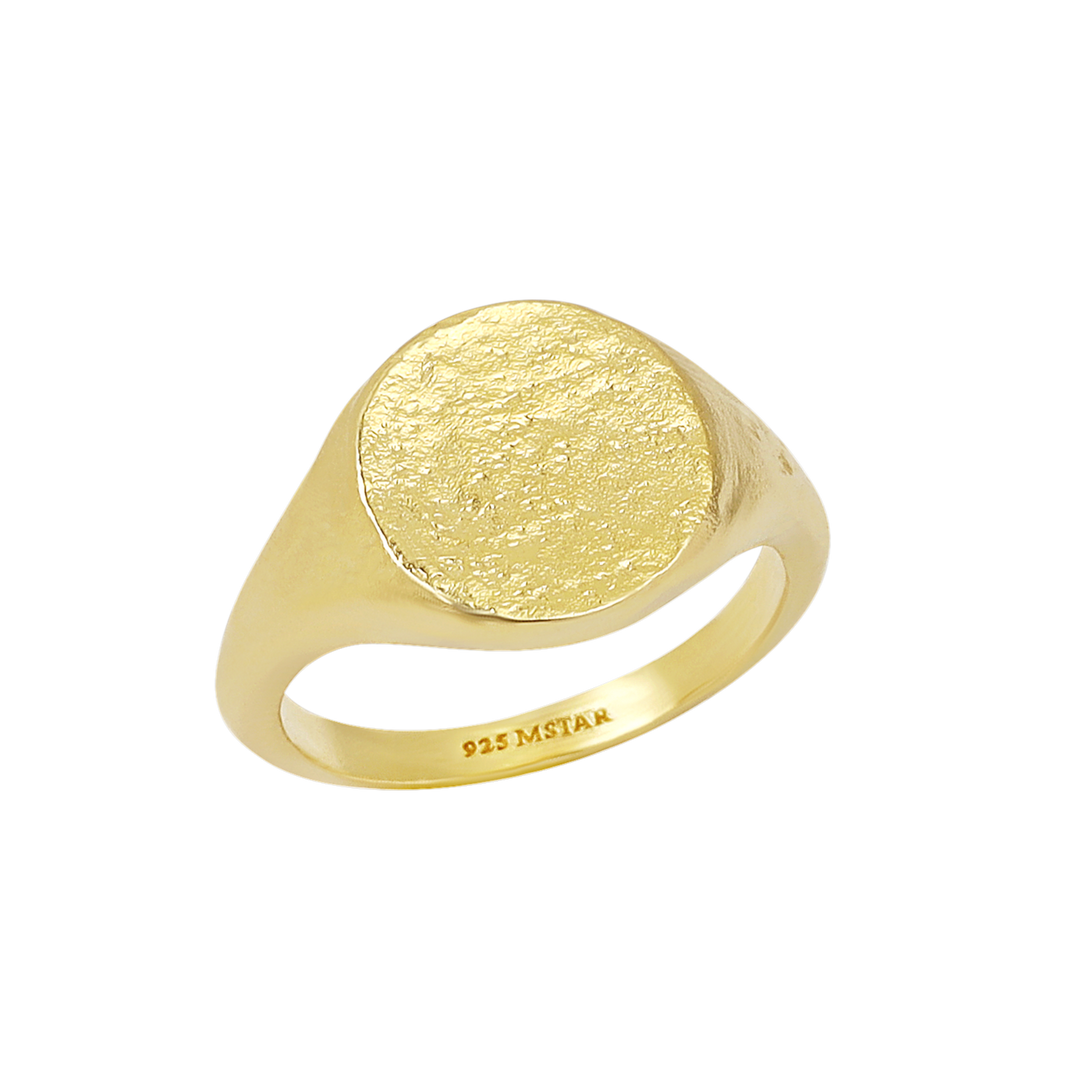 Textured Signet Ring Gold