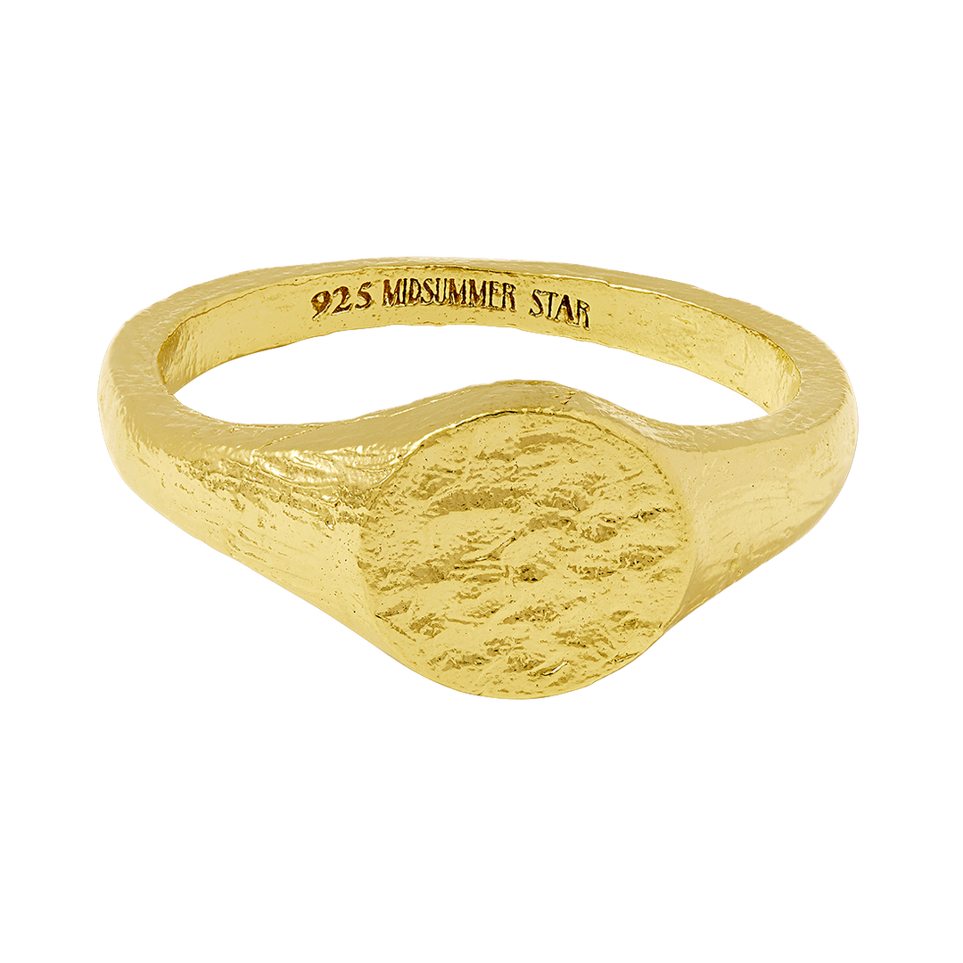 Dainty Textured Signet Ring Gold