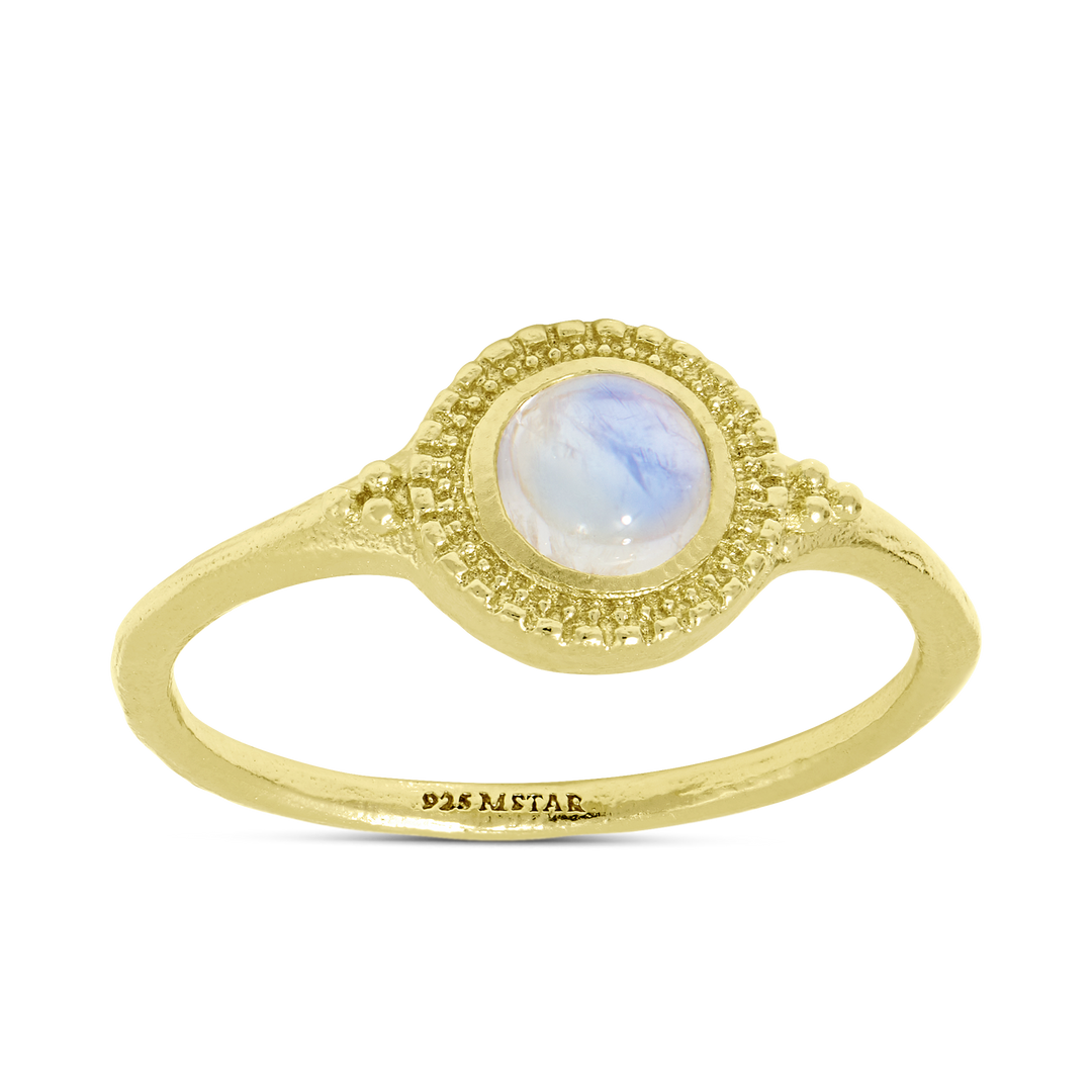 Elara Rainbow Moonstone Ring Gold