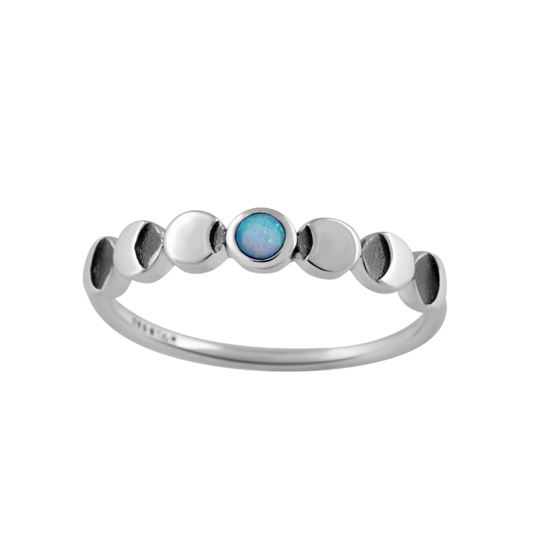 Lunar Phases Azure Opal Ring
