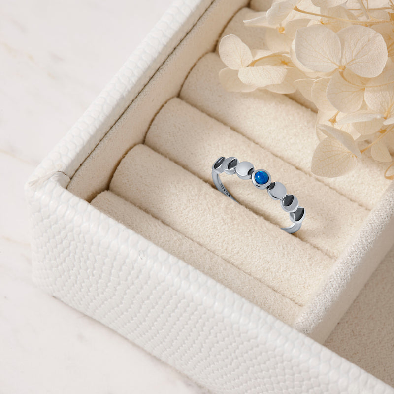 Lunar Phases Blue Opal Ring