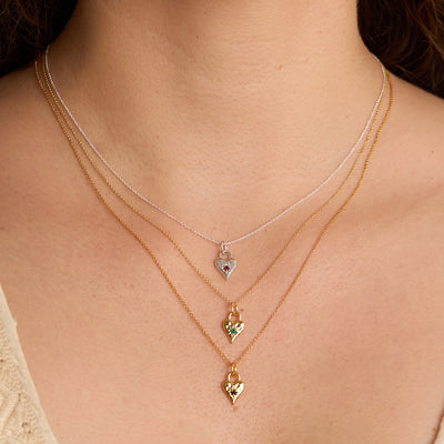 Love Heart Green Onyx Necklace 14K Gold