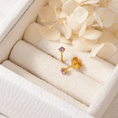 Delicate Amethyst Gold Studs