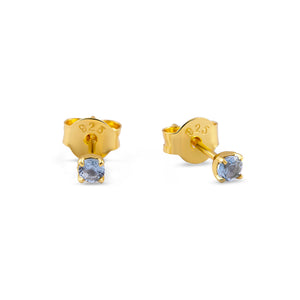 Delicate Blue Topaz Studs 18K Gold