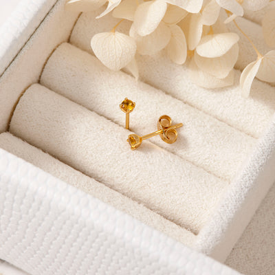 Delicate Citrine Gold Studs