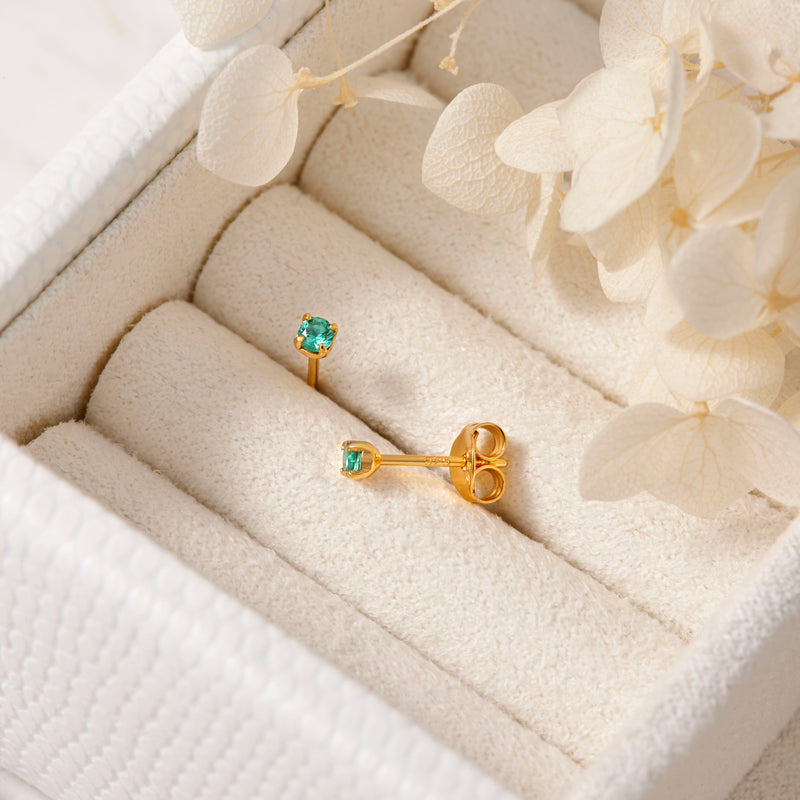 Delicate Emerald Gold Studs