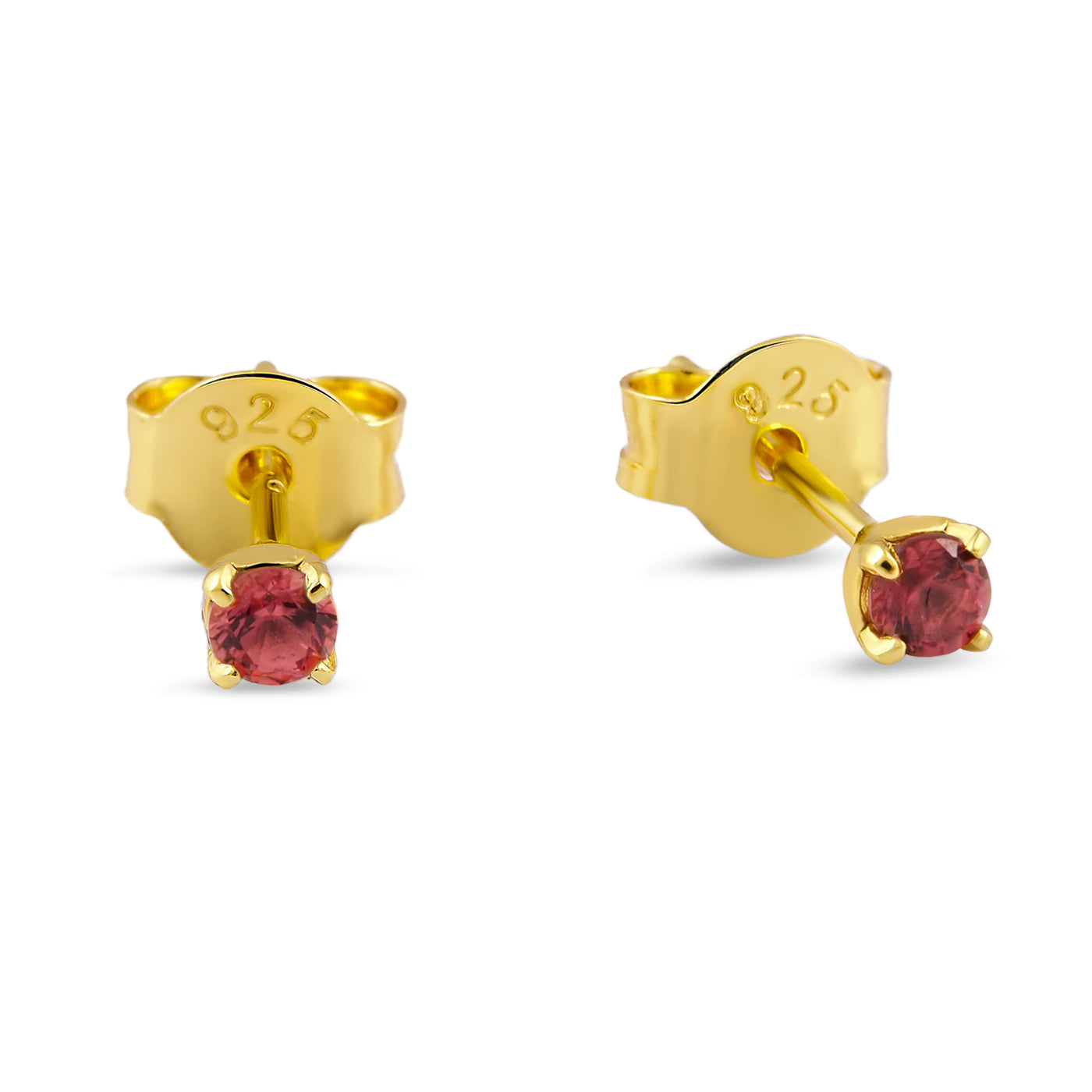 Delicate Garnet Gold Studs