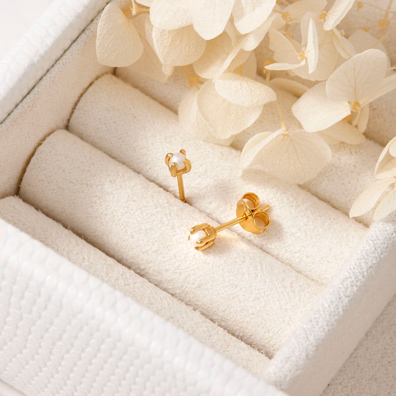 Delicate Pearl Gold Studs