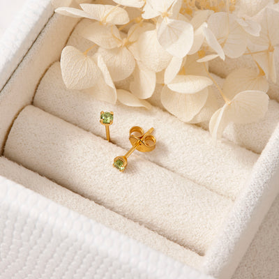 Delicate Peridot Gold Studs