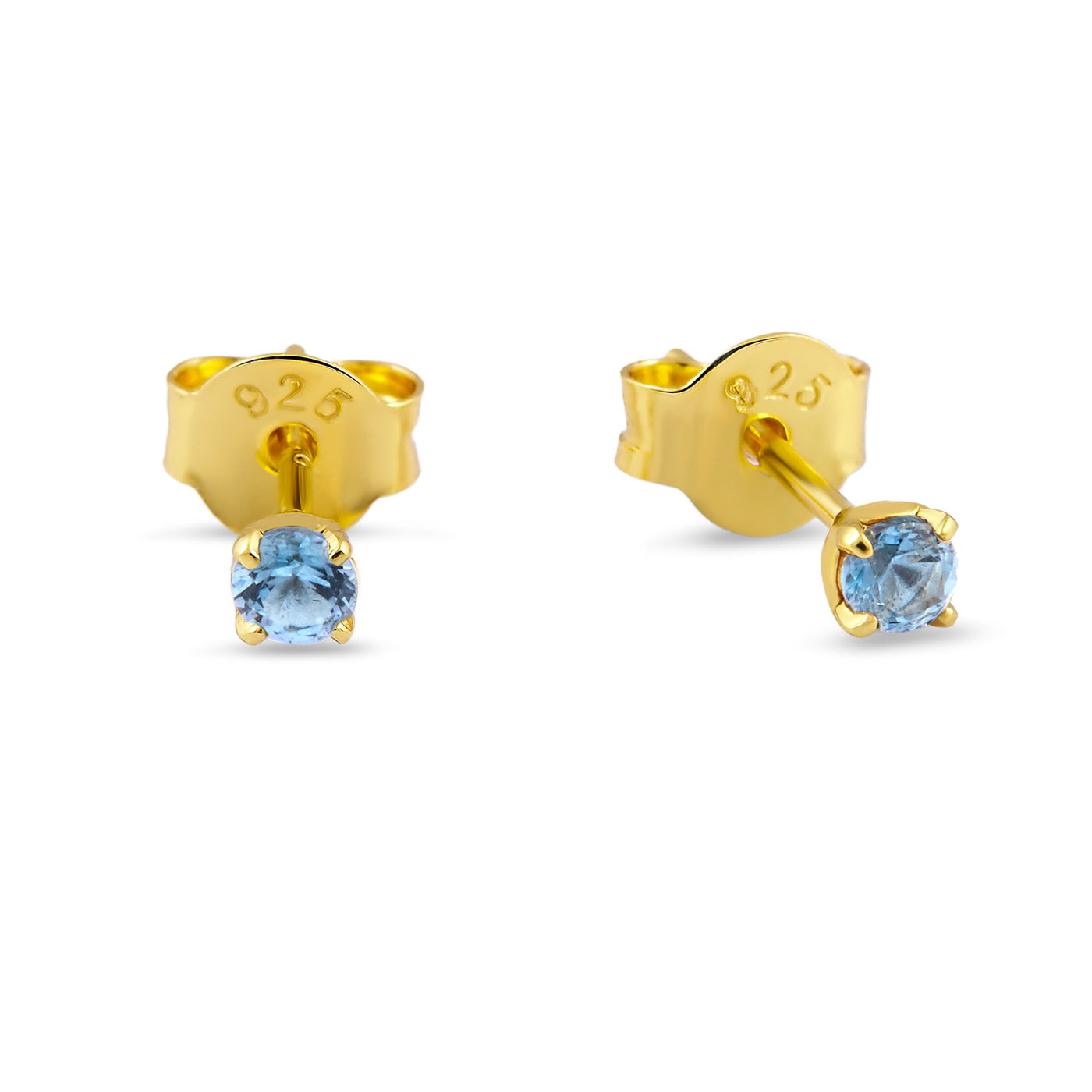 Delicate Aquamarine Gold Studs