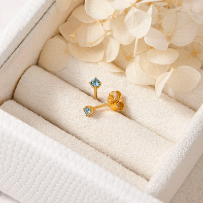 Delicate Aquamarine Gold Studs